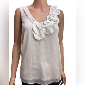 Stella Chic White Tank Top with Satin Floral Details Size 10